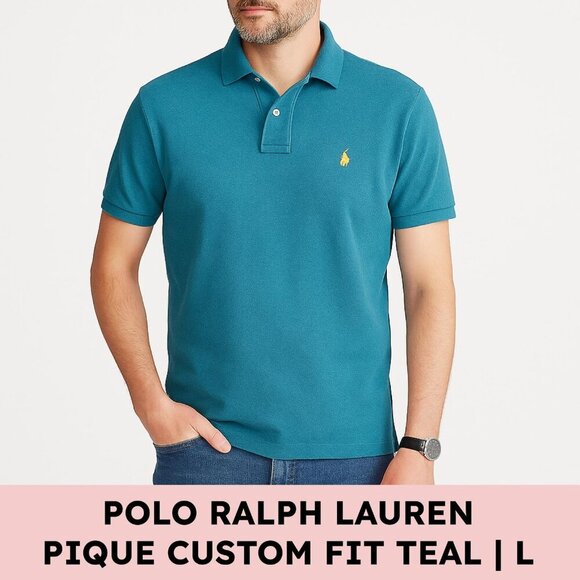Polo Ralph Lauren Other - Ralph Lauren Polo Shirt Cotton Piqué Custom Fit Teal Blue Preppy Size L